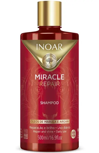 SHAMPOO MIRACLE REPAIR INOAR ÓLEOS DE MARULA E ARGAN 500ML