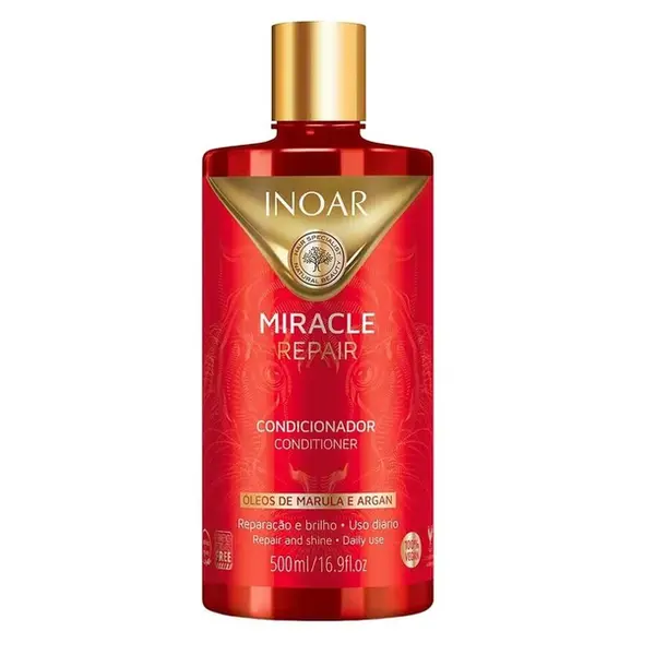 CONDICIONADOR MIRACLE REPAIR INOAR ÓLEOS DE MARULA E ARGAN 500ML
