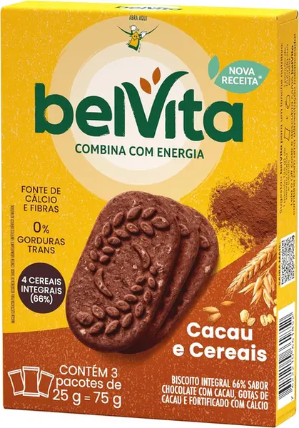 BISCOITO  BELVITA CACAU E CEREAIS CONTÉM 3 PACOTES