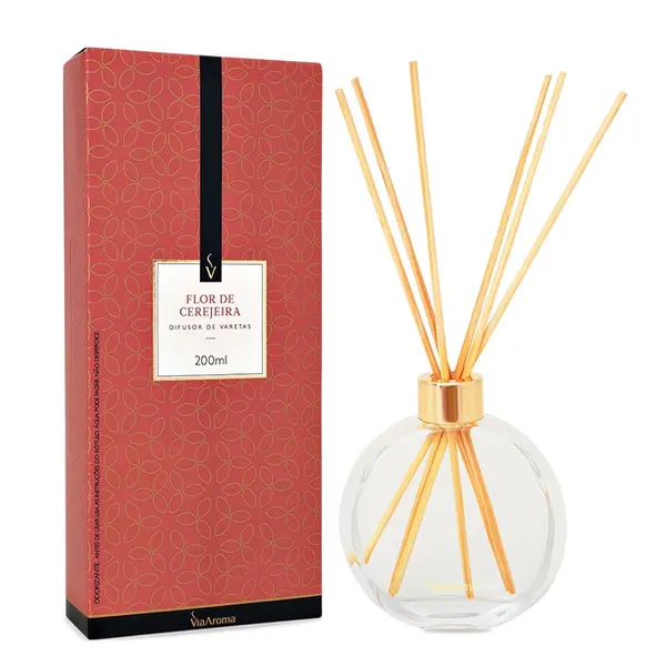 DIFUSOR DE VARETAS VIA AROMA FLOR DE CEREJEIRA 200ML