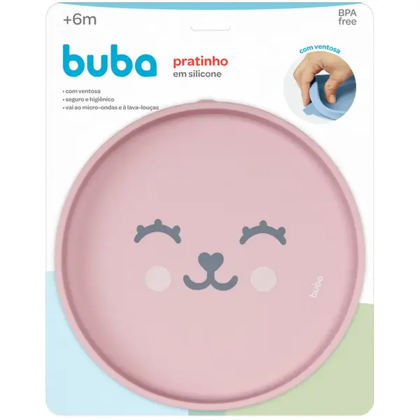PRATINHO SILICONE GUMMY BUBA COM VENTOSA ROSA REF19678