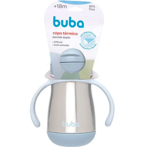 COPO TÉRMICO PAREDE DUPLA AZUL BUBA COM ALÇA REF19008