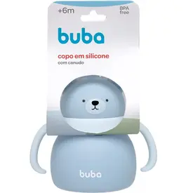 COPO EM SILICONE COM CANUDO BUBA URSO AZUL REF19689