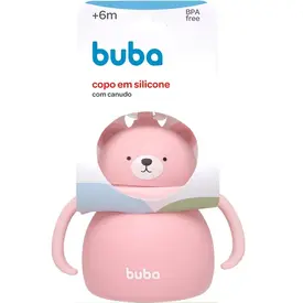 COPO EM SILICONE COM CANUDO BUBA URSO ROSA REF19690