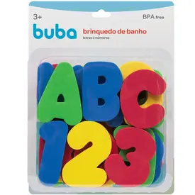 BRINQUEDO DE BANHO BUBA LETRAS E NÚMEROS - 36 PEÇAS REF10738