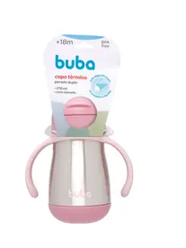 COPO TÉRMICO PAREDE DUPLA BUBA COM ALÇA ROSA REF19009