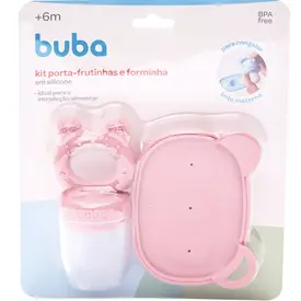 KIT PORTA FRUTINHAS E FORMINHA BUBA SILICONE ROSA REF 20898