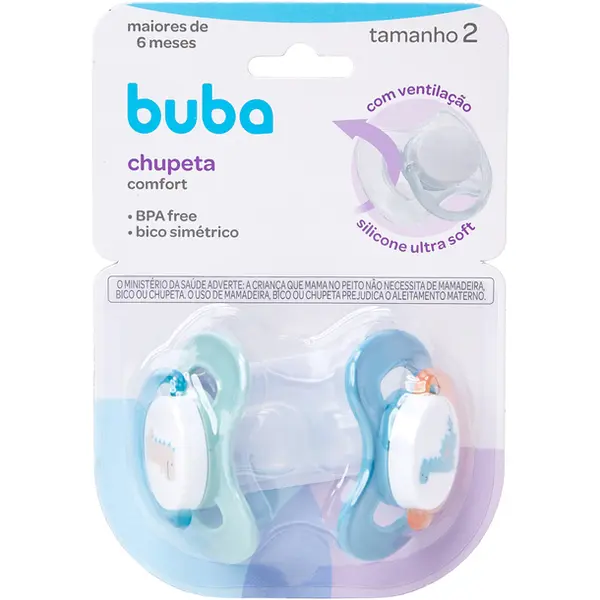 KIT CHUPETAS BUBA COMFORT TAMANHO 2 DINO REF 2119