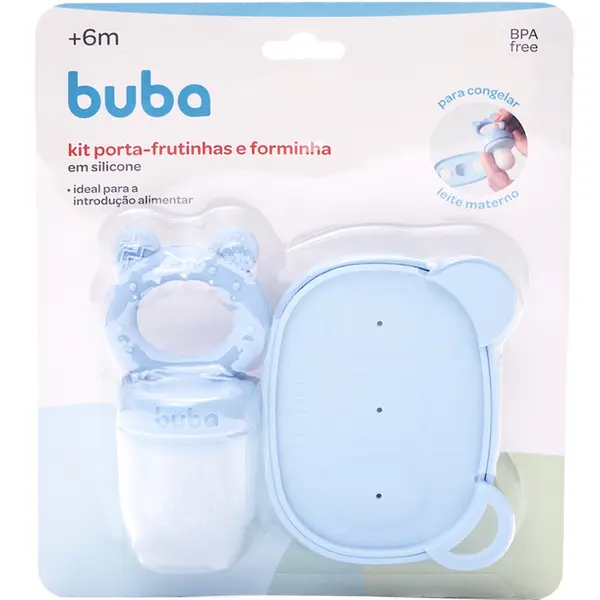 KIT PORTA FRUTINHAS E FORMINHA BUBA SILICONE AZUL REF 20897