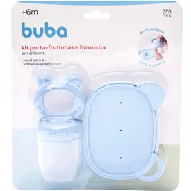 KIT PORTA FRUTINHAS E FORMINHA BUBA SILICONE AZUL REF 20897