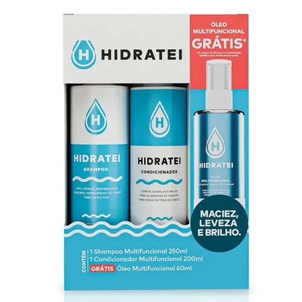 KIT HIDRATEI MULTIFUNCIONAL SHAMPOO 250ML + CONDICIONADOR 200ML + ÓLEO MULTIFUNCIONAL